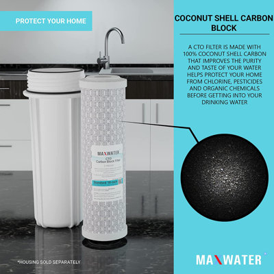 Max Water 10 inch x 2.5 inch, 5 Micron CTO Reverse Osmosis Replacement filter Cartridge