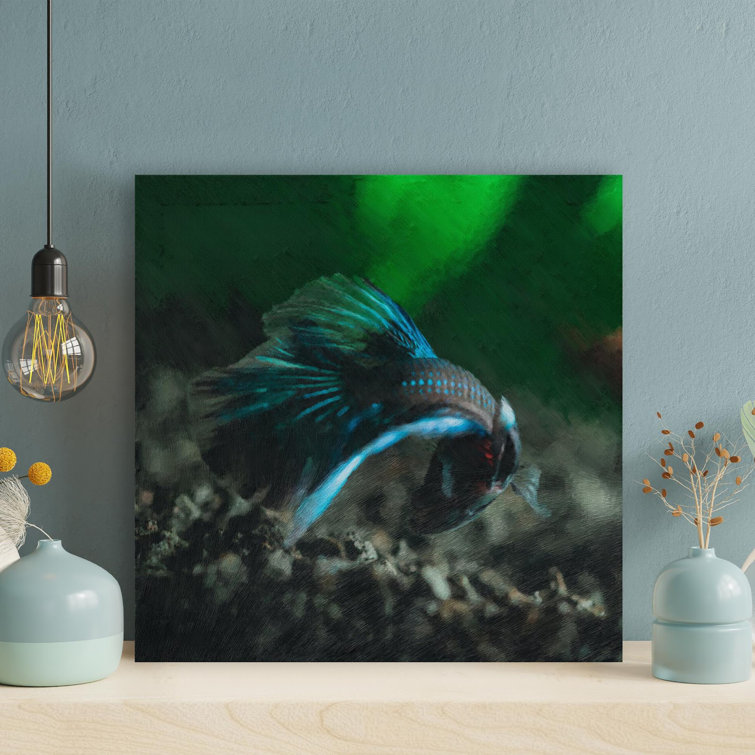 Selective Focus Photography of Betta Fish - Wrapped Canvas Painting Rosecliff Heights Size: 16 H x 16 W