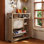  Armoire de rangement pour chaussures Farmhouse 2 tiroirs rabattables et armoire à chaussures latérale avec tablettes réglables