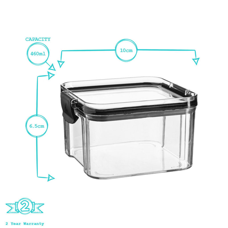 Argon Tableware - 6x Food Storage Containers - 460ml, Black