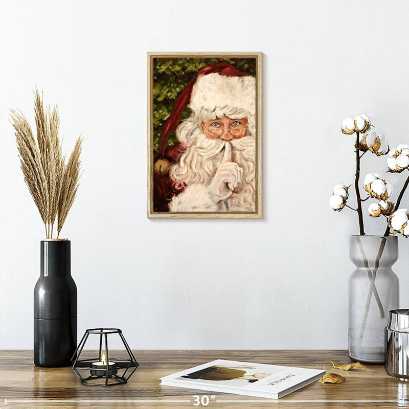 Père Noël secret, Cadre flottant en bois naturel, 9 po x 13 po