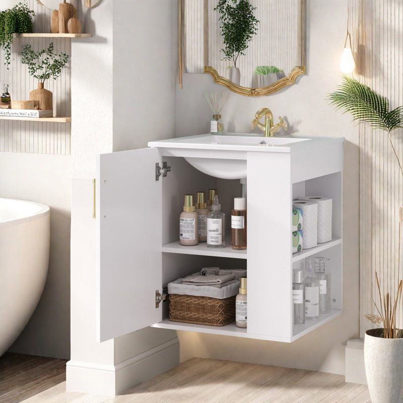 Meuble-lavabo moderne peu encombrant avec lavabo, fabrication en bois massif en MDF, idéal pour les salles de bain compactes