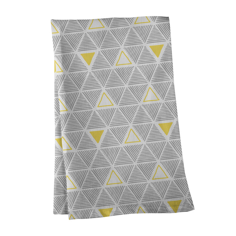 Jordao Tea Towel Kitchen Towel, Gray/Yellow, Poly Twill