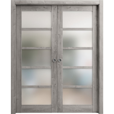 Quadro Solid + Manufactured Wood Paneled without Installation Hardware Kit Sliding Closet Doors