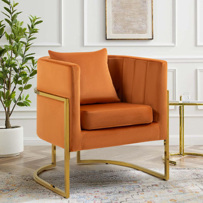 Fauteuil demi-tonneau en velours 28,25 po Marquet