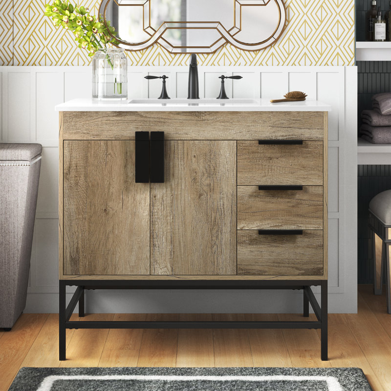 Ensemble de meuble-lavabo simple 36 po Eugene, Chêne naturel