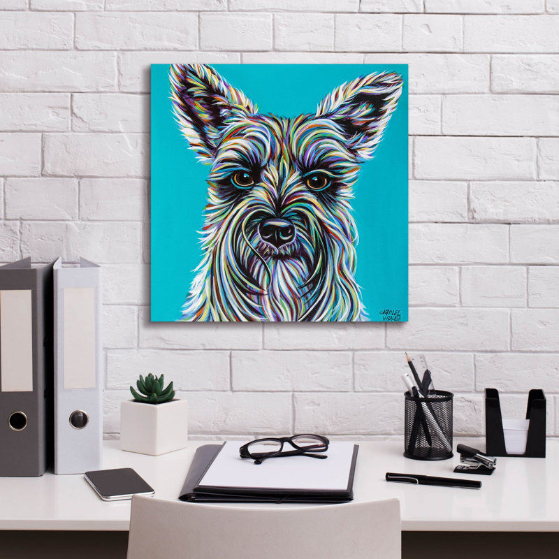 «Colorful Schnauzer» par Carolee Vitaletti, H 18 po x l 18 po x P 0,75 po