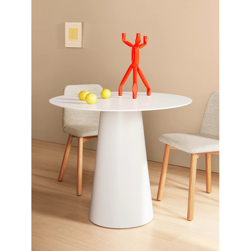 Circula Round Metal Dining Table, White, Standard (30" Height), 36" W x 36" L