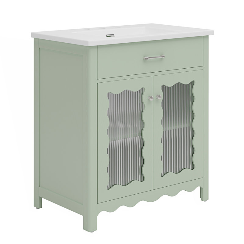 Meuble-lavabo moderne avec portes à fermeture douce, Vert