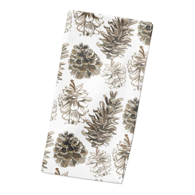 Arkhurst Cotton Twill Floral Square Napkin, White