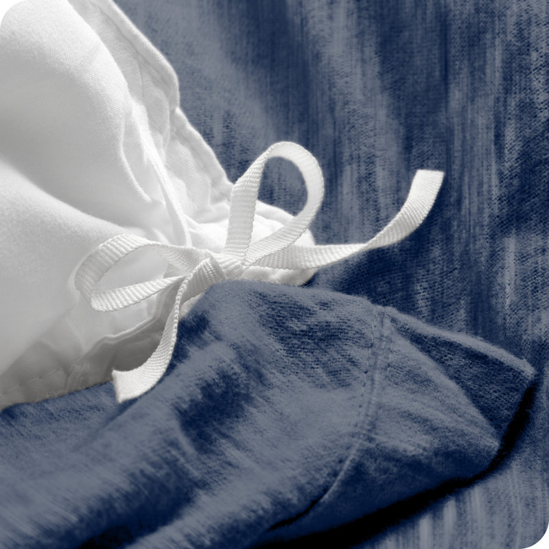 100% Cotton Flannel Duvet Cover Set, King Duvet Cover + 2 King Shams, Heather Indigo