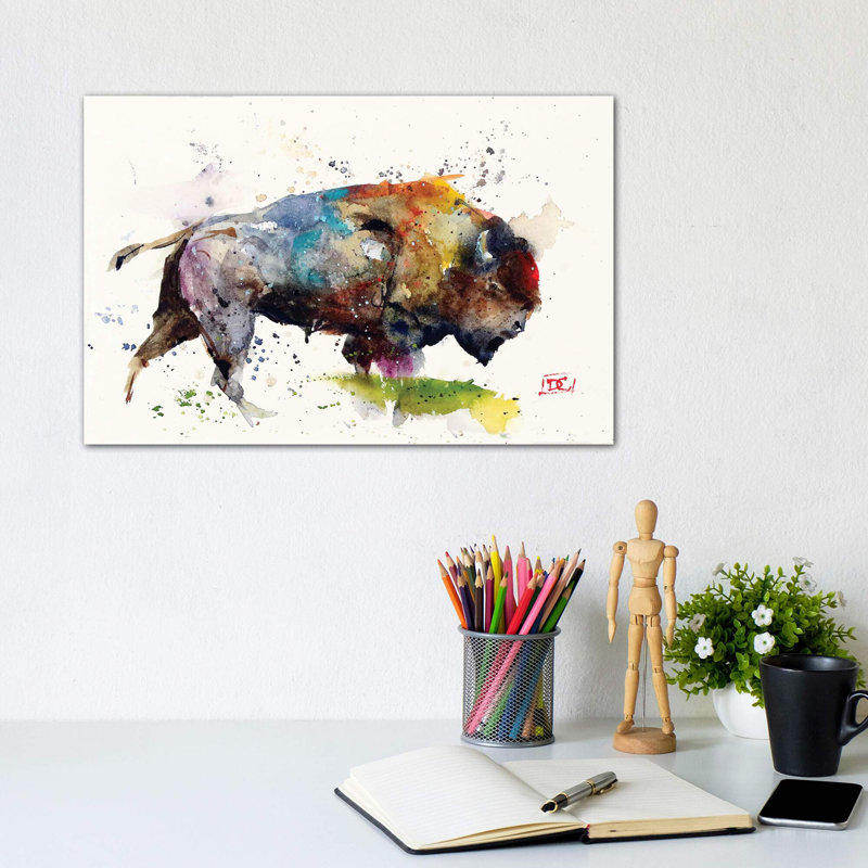 Bison II by Dean Crouser - Wrapped Canvas Painting, 20.32cm H x 30.48cm W x 1.91cm D