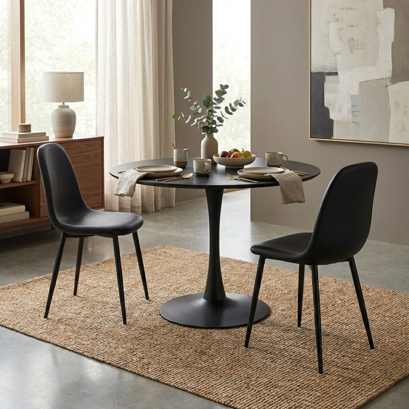 Chaise de salle à manger rembourrée Sera, Noir