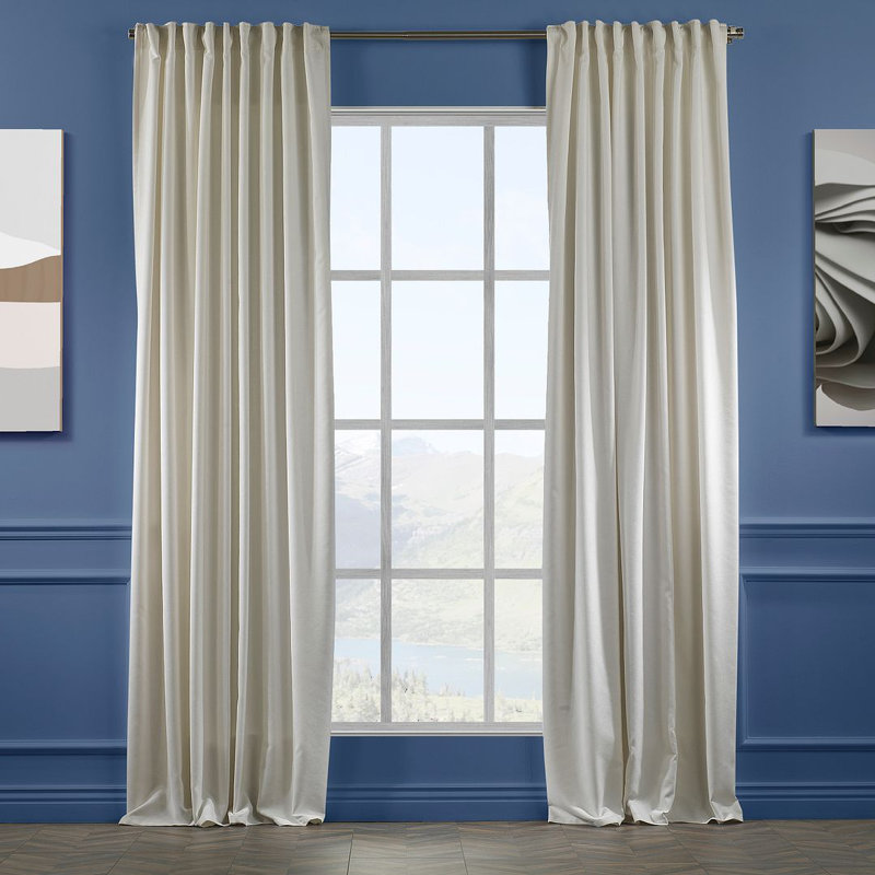 Blackout Thermal with Liner Extra Long & Extra Wide Decorative Curtain Single Panel, 140cm Width x 200cm Drop, White 