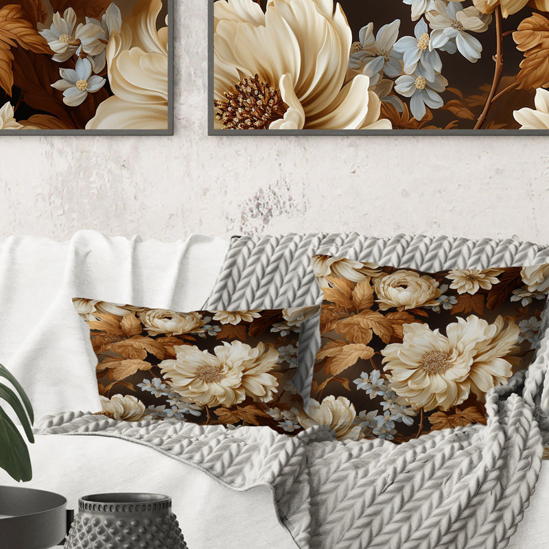 Floral Throw Pillow, 18"H x 18"W