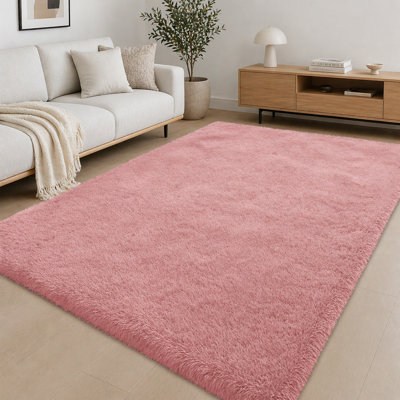 Solid Colour Machine Tufted Shag Area Rug