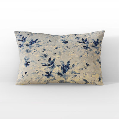 Plutus Blue Beige Coastal Breeze Floral Luxury Throw Pillow
