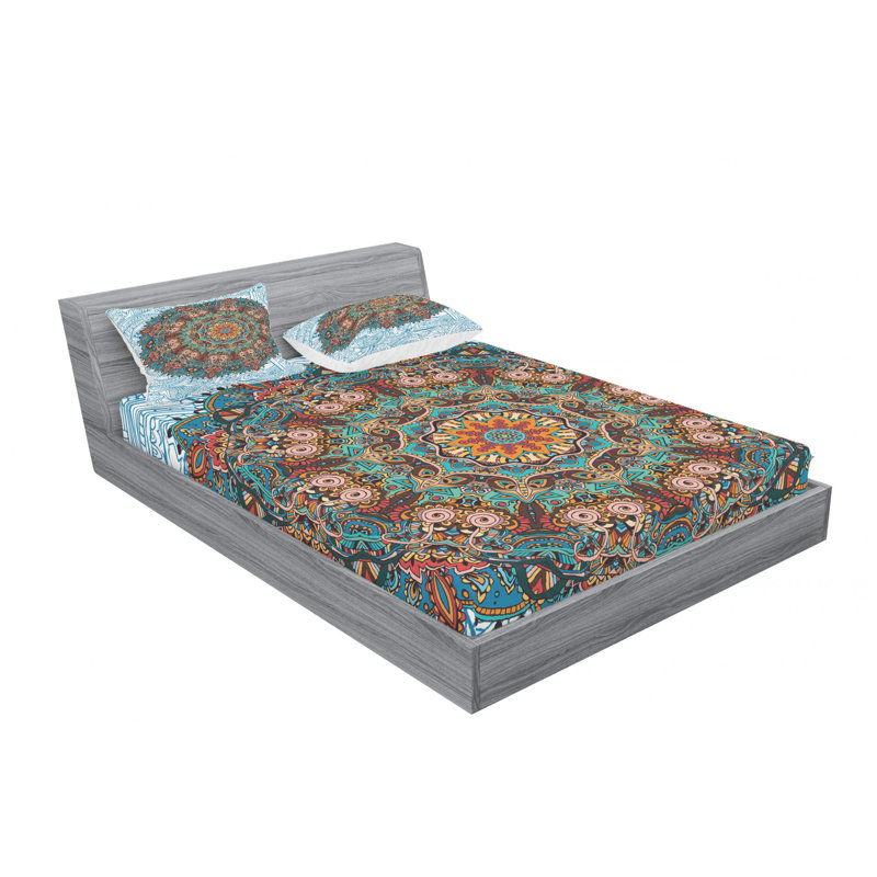 Microfiber Floral Sheet Set, Full Sheet Set with Fitted Sheet