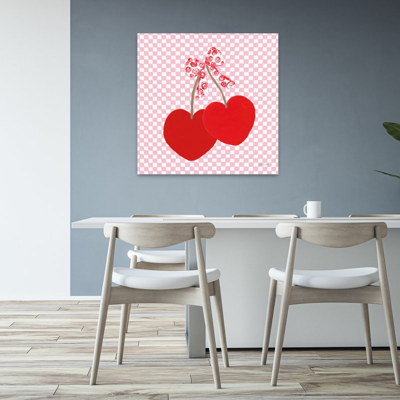Cherry Hearts, art contemporain, H 32 po x l 32 po