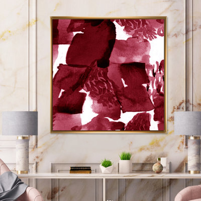 " Abstract Burgundy Strokes On White "