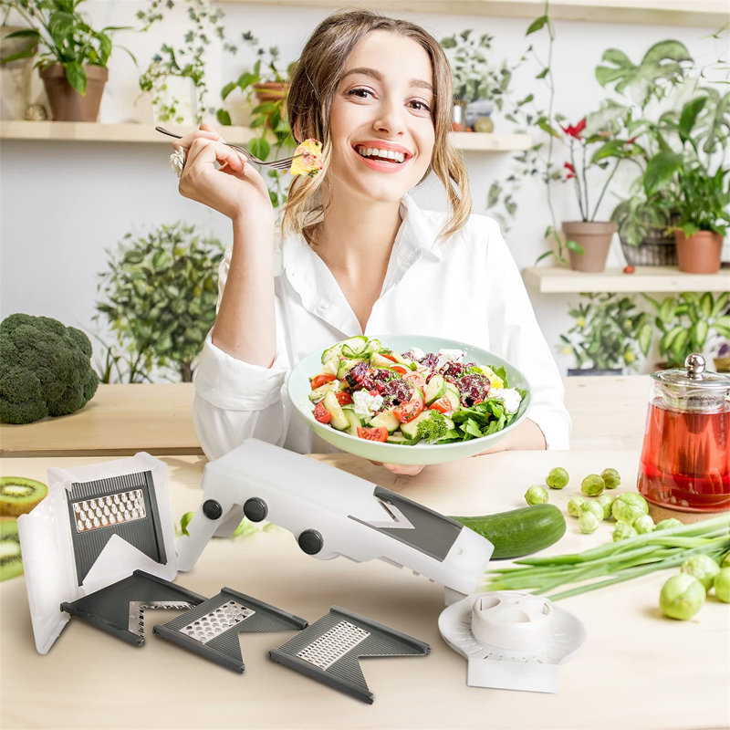Multi Blade Adjustable Mandoline Cheese/Vegetable Slicer, Cutter, Shredder With Precise Maximum Adjustability