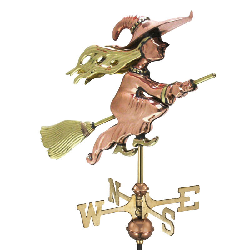 14'' Copper Witch Garden Weathervane with Garden Pole