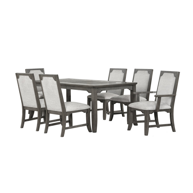 Dabbs 7-Piece Wood Rectangle Dining Set In Grey