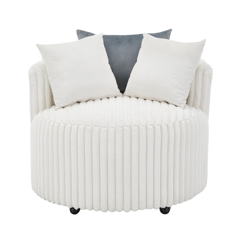 Fauteuil en velours côtelé avec roulettes, siège moderne et confortable