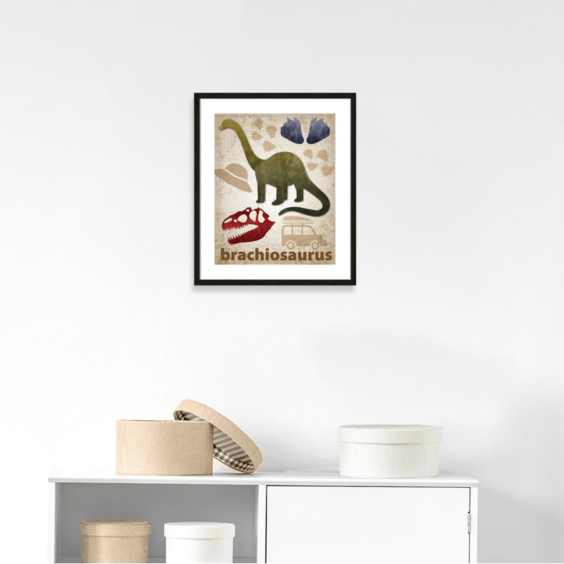 Adhésif décoratif dinosaures-03 ', H 25,5 po x l 21,5 po x P 1,1875 po, Encadré de boîte à grain de bois noir