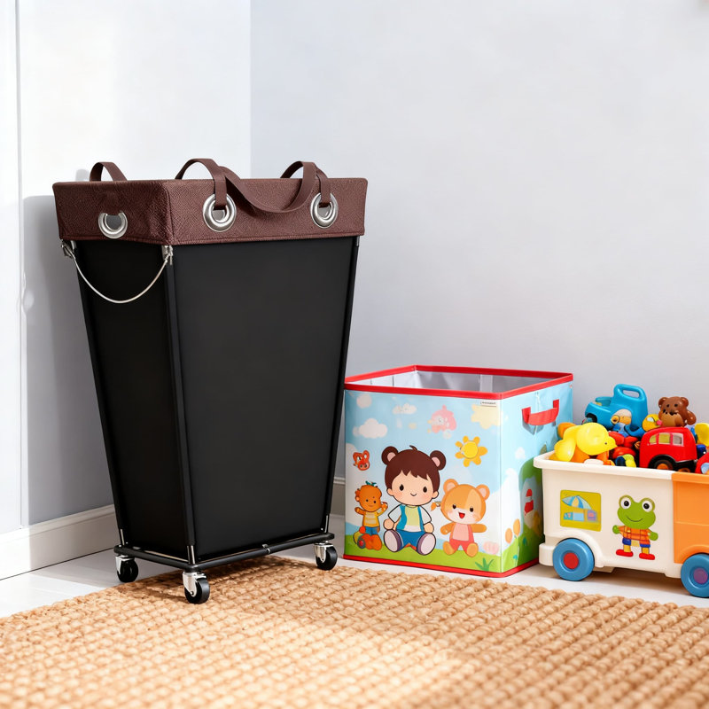 Grand panier à linge roulant avec roulettes d'une capacité de 210 L, sac à linge amovible robuste, chariot de rangement pliable pour un transport facile dans un dortoir, salle de lavage, salle de bain