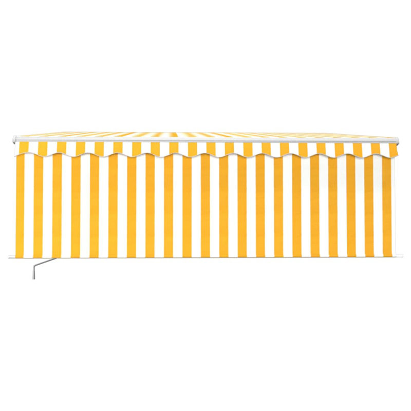 Dakota Fields Polyester Yellow/White Cover Retractable Patio Awning, Yellow/White, 400cm W x 300cm D