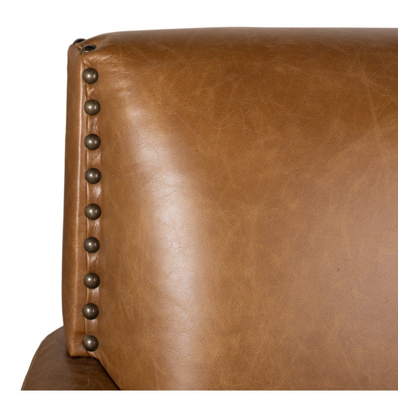 Coolidge Swivel Club Chair, Cuba Brown Genuine Leather
