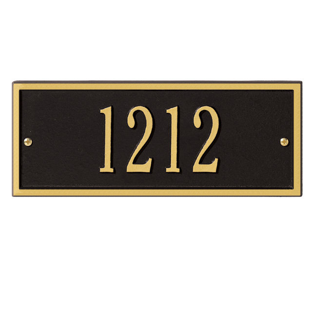 Plaque d'adresse murale à 1 ligne, Noir et or, Oui