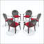 Chaise de patio en fonte d'aluminium avec coussins rouges (ensemble de 6)-130624068