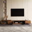Expandable TV Stand Cabinet (2m-2.6m), Modern Slatted Walnut Finish, for 75-100 Inch TVs, Large Media Unit with Cable Ports & Ample Storage  for Living Room & Bedroom  