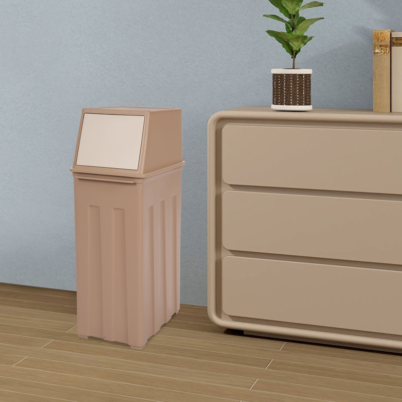 Poubelle 8 gallons avec couvercle, Brun