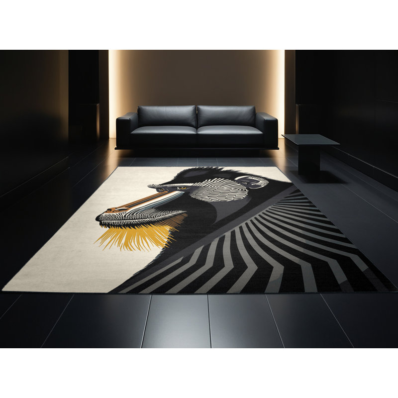 Tapis gris délavé à la machine Pavli Mandrill, 4 x 6