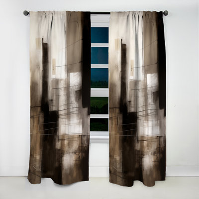 Rideau noir Mid-Century Fusion V - Mid-Century - Rideau occultant abstrait - 1 panneau