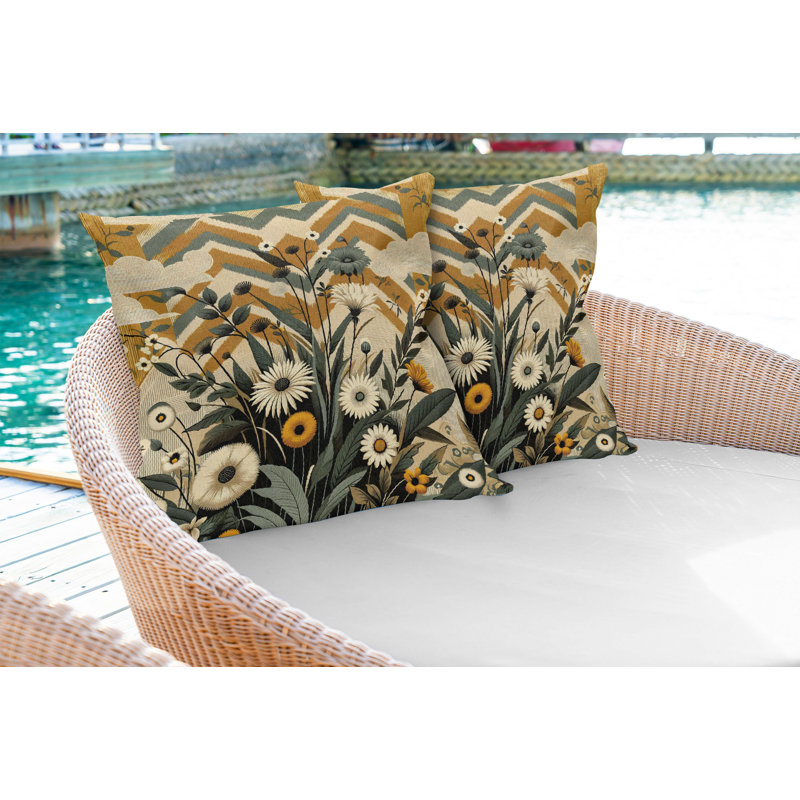 Ensemble de 2 housses de coussin Ambesonne Floral Eucalyptus, H 16 po x l 16 po, Carré