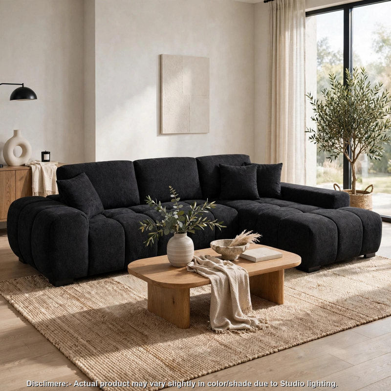 Hecy Upholstered 119.25 " Fabric L-Shaped Sectional