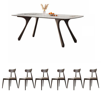 Solid wood sintered stone dining table set
