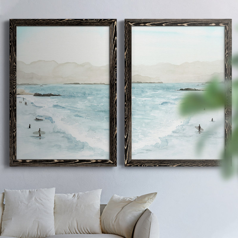 «In The Surf I», ensemble de 2 peintures sur toile encadrées, H 31,5 po x l 47 po, Noir