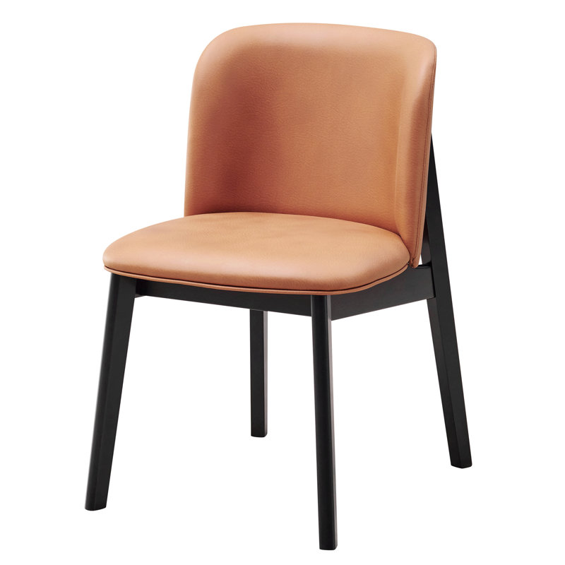 Ensemble de 2 chaises d'appoint rembourrées chameau et noir, mobilier de salle à manger élégant