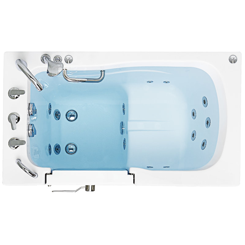 Ella Capri 30"x52" Acrylic Hydro Massage Walk-In Bathtub with Left Outward Swing Door, Heated Seat, 5 Piece Fast Fill Faucet, 2" Dual Drain