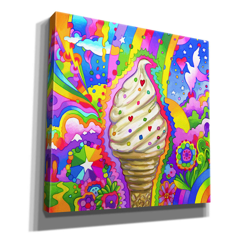 «Ice Cream Cone Pop Art» par Howie Green, reproduction d'art sur toile tendue, H 12 po x l 12 po x P 0,75 po