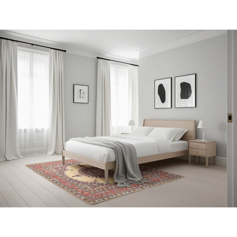 Tapis traditionnel rouge / brun Deux, Rectangle 5 pi x 7 pi