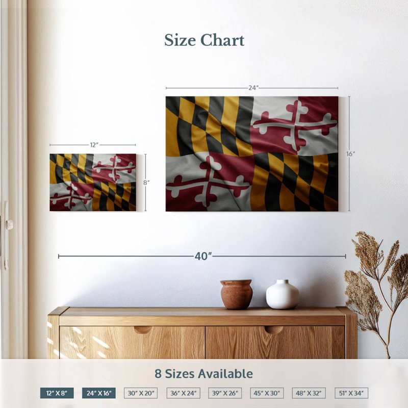 Borges Wavy Maryland Flag, 16" H x 24" W