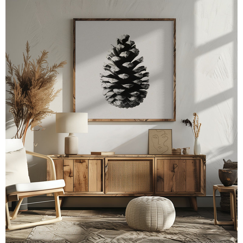 Pinecone Silhouette by Treechild — Floral Wall Art, 18 × 18, Framed Print, White