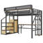Lit mezzanine LuminaLoft en métal pour enfants avec bureau et borne de recharge-134083569