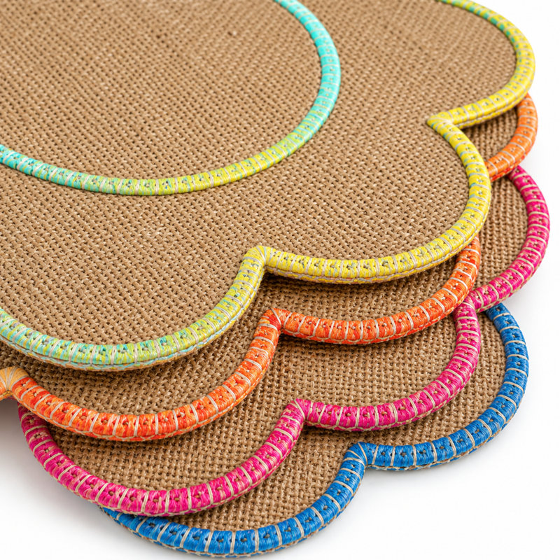  Ensemble de 4 napperons en jute naturelle multicolore Aruba